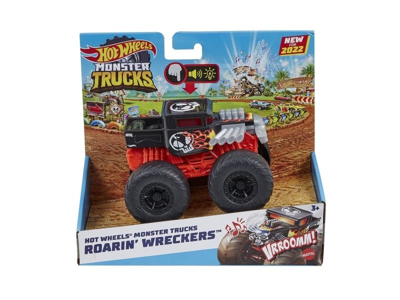 Hot Wheels Rot/Schwarz Monster Trucks Roarin' Wreckers Bone Shaker 1:43 - Image 2