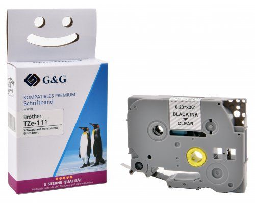 G&G 17083, Schwarz Auf Transparent, Etikettenrolle, Tz/Tze, Grau, Brother, Brother Ptouch 1000 Brother Ptouch 1010 Brother Ptouch 1280 Brother Ptouch