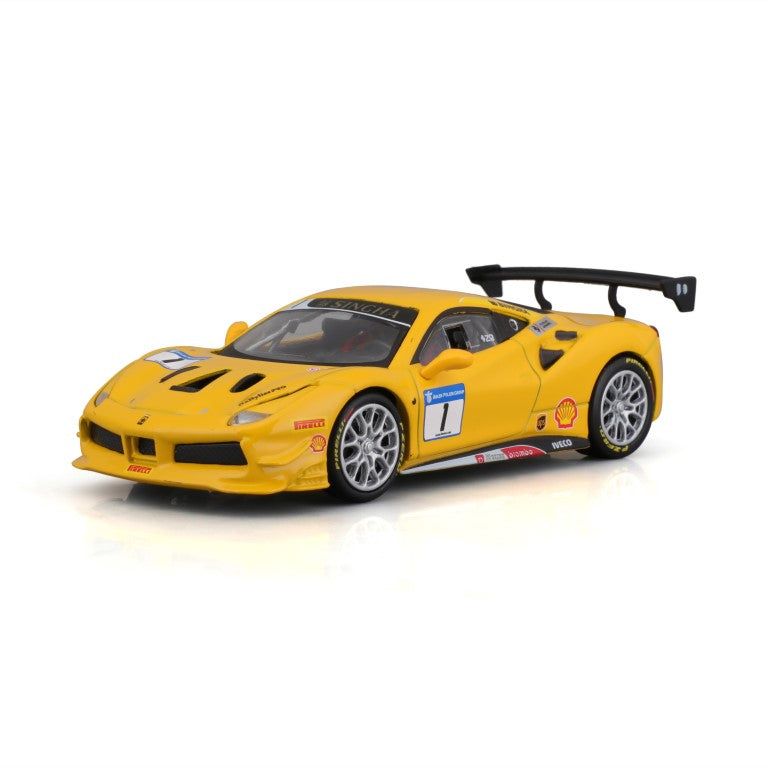 Bburago Ferrari 488 Challenge, Supersportwagen-Modell, Vormontiert, 1:43, Ferrari 488 Challenge, Unisex, Metall, Kunststoff
