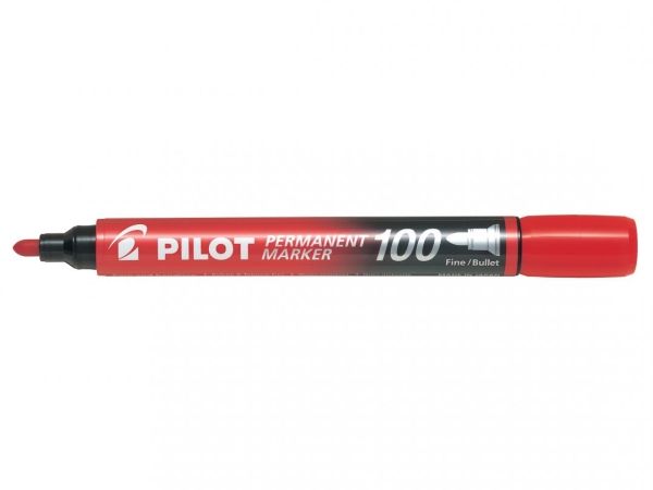Permanentmarker Pilot Sca 100, Rund, Rød