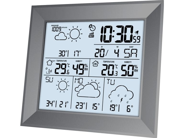 Technoline Wd 2000, Grå, Indendørs Hygrometer, Indendørs Termometer, Udendørs Hygrometer, Udendørs Termometer, Hygrometer, Termometer, Vekselstrøm/Ba