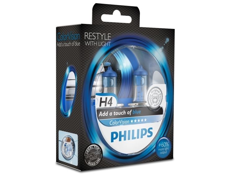 Philips Colorvision Blå H4 60/55W 12V - Sæt