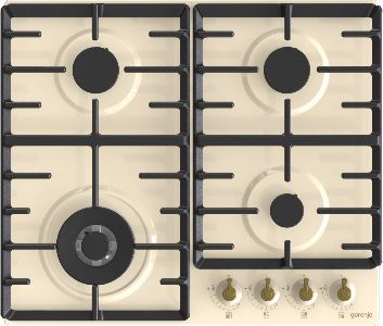 Gorenje Gw642cli, Beige, Indbygget, 60 Cm, Gaskomfur, Støbejern, 4 Zone(S)