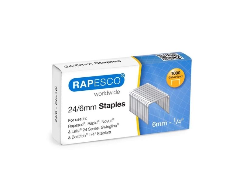 Rapesco S24607Z3, Hæftepakker, 6 mm, 1000 hæfteklammer, Stål, Sølv, Papir
