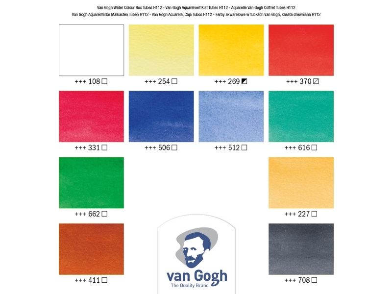 Van Gogh akvarell träbox | 12 x tuber + 3 tillbehör