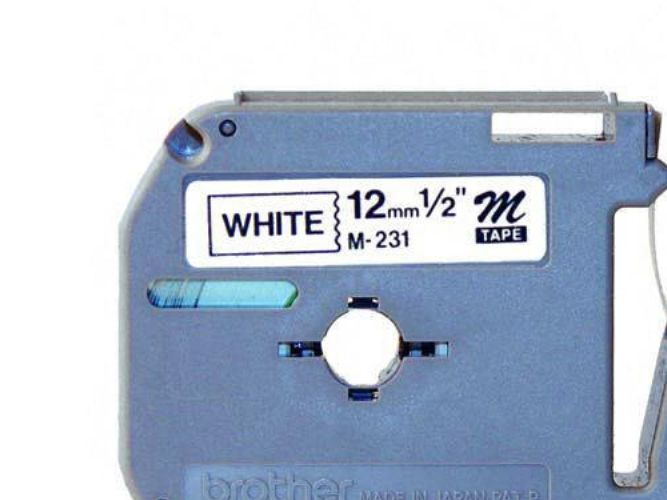 Brother Mk231s - Sort På Hvid - Rulle (1,2 Cm X 4 M) Printerbånd - For P-Touch Pt-55, Pt-65, Pt-80, Pt-90, Pt-Bb4
