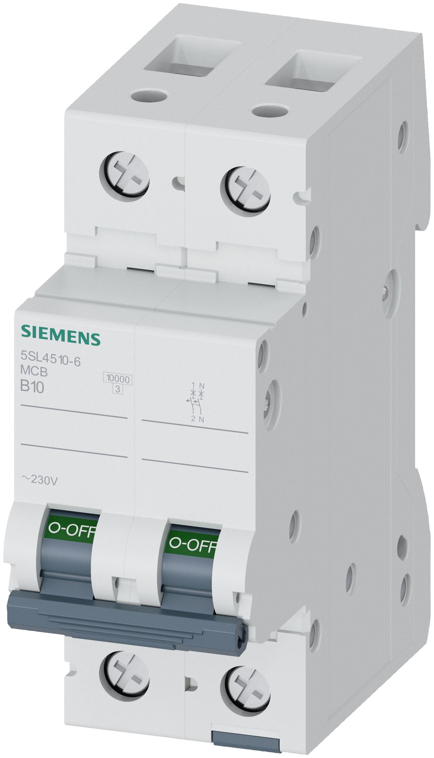 Siemens 5SL4510-6 Ledningssikkerhedsafbryder B/10 kA 2-flight 10 A 230 V
