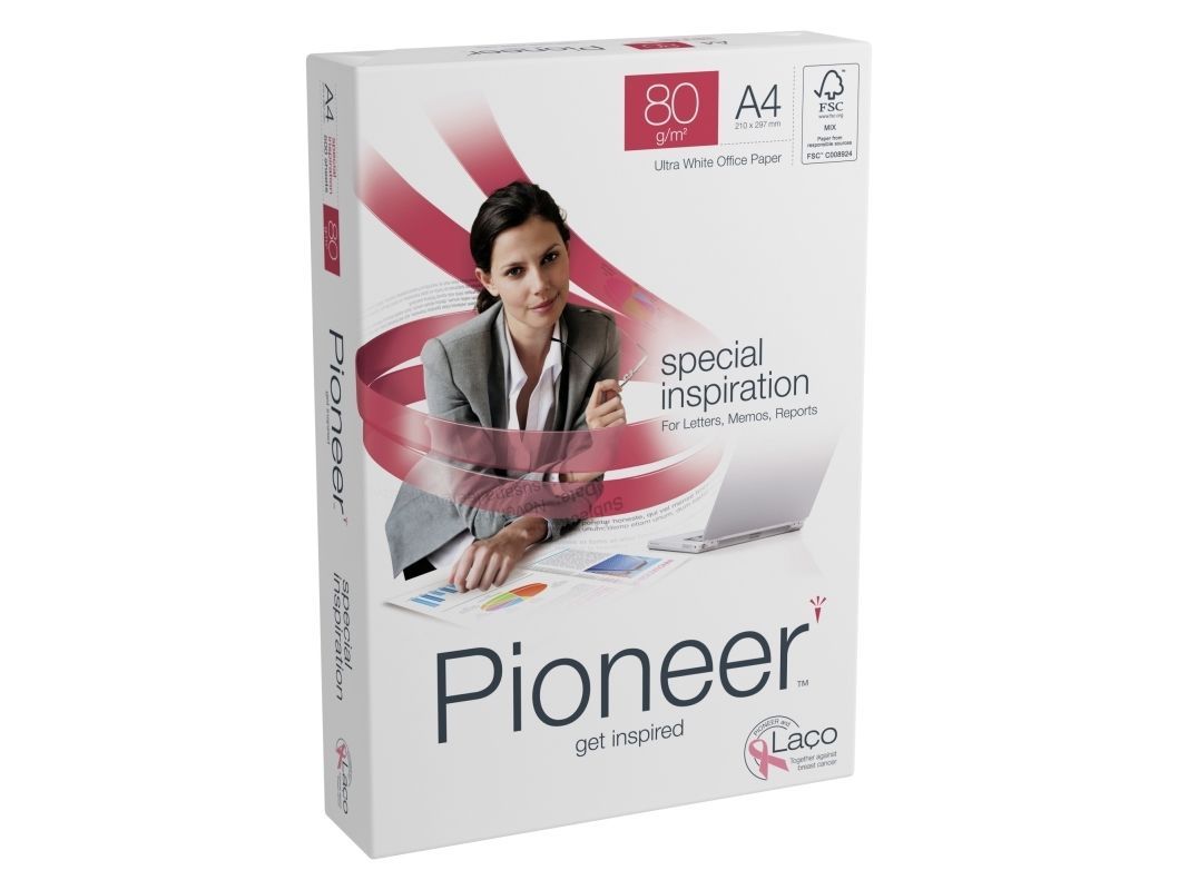 Kopipapir Pioneer 80g A4 hvid - (500 ark)