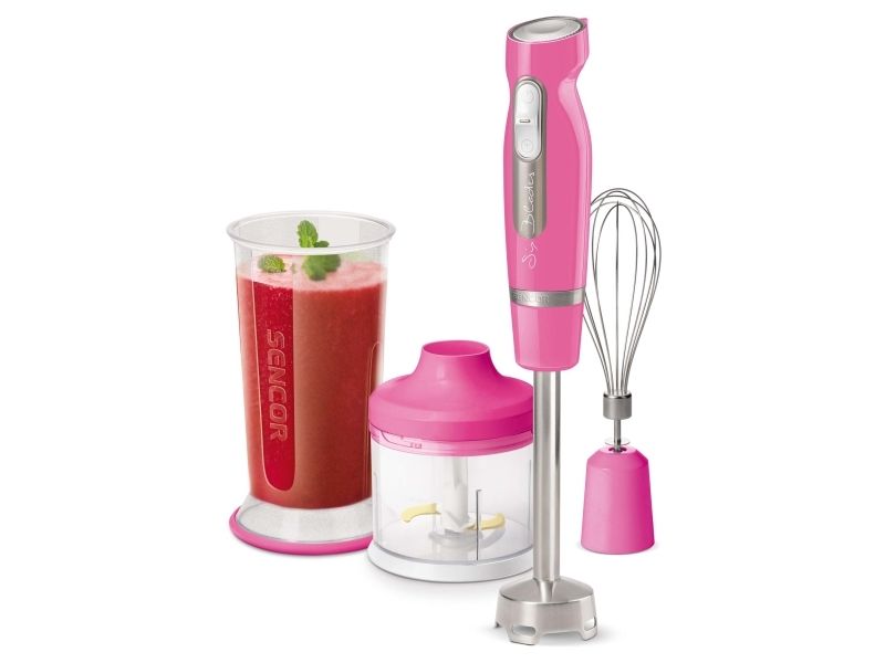 Sencor SHB 4468RS-EUE3, Nedsænkning blender, 0,7 L, Impulsfunktion, Knusning af is, 1000 W, Lyserød, Rustfrit stål