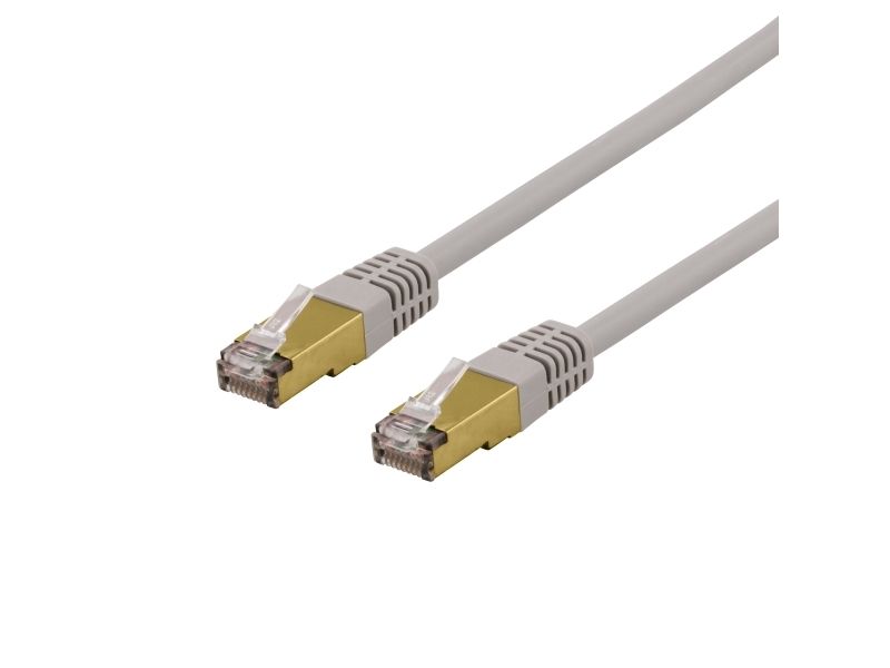DELTACO SFTP-61AH - Patchkabel - RJ-45 (han) til RJ-45 (han) - 1 m - SFTP - CAT 6a - halogenfri, formet - grå