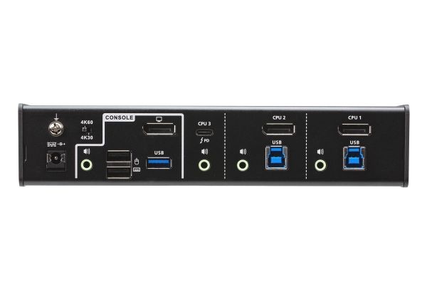Aten 3-Port Usb-C Displayport Hybrid Kvmp Switch, 4096 X 2160 Pixel, 4K Ultra Hd, 5,78 W, Schwarz