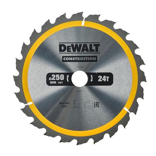 DeWALT DT1956-QZ Construction Rundsavsklinge - 250 mm - 24T