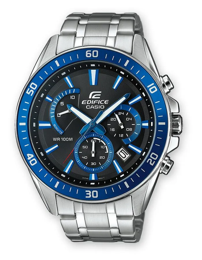 Casio Edifice - CASIO Edifice Chronograf armbåndsur, blå med stållænke