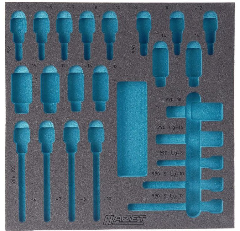 Hazet 163-119L, Werkzeug-Halteplatte, Blau, Grau, Schaum, Deutschland, 342 Mm, 344 Mm