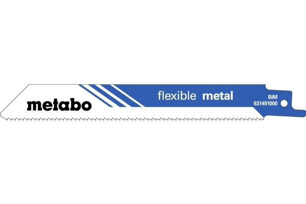 Metabo 628253000, Sticksågsblad, Profil, Metallplåt, Bimetall, Svart, Blå, Vit, 15 cm, 25 styck