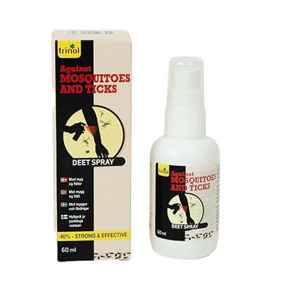 Trinol Myg/Flåtspray - Deetspray 60ml, effekt 8 timer, 40% DEET Anvendes over 12år