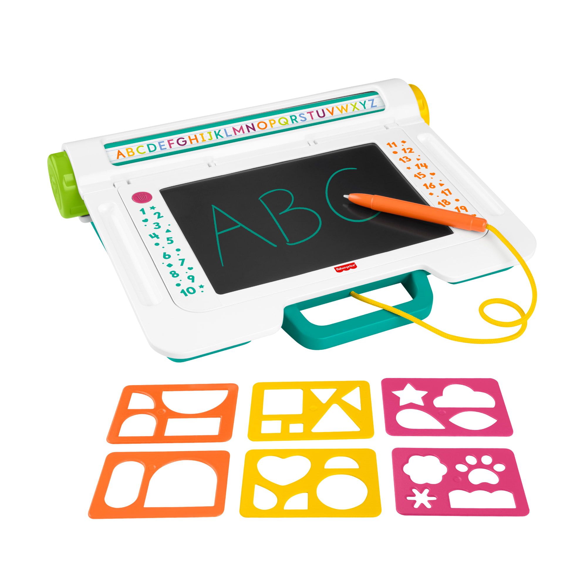 Fisher-Price Learn & Doodle-skrivebord, rodefri skrive- og tegnetablet med LCD-skærm til børn, 3 År, Batterier påkrævet, LR44, Plast, Flerfarvet