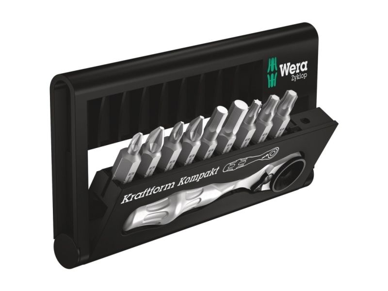Wera Bit-Check 10 Zyklop Mini 1 - Ratschenschraubendreher Mit Bitsatz - 10 Stück - 65 N-M