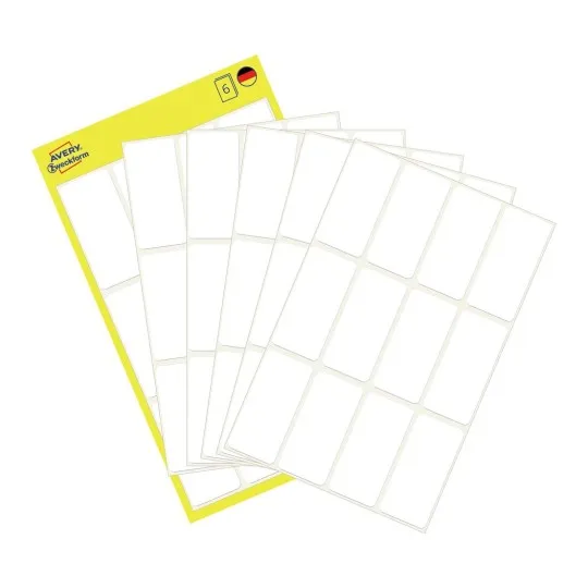 Avery Zweckform - Hvid - 18 x 38 mm 72 etikett(r) (6 ark x 12) etiketter för flera ändamål | Papper & Emballage - Märkning - Etiketter och Tejp | GameStuff