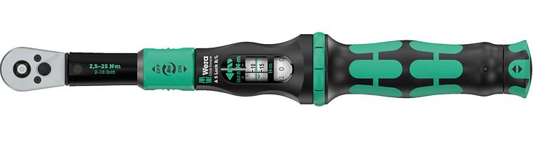 Wera 05075693001, Klik momentnøgle, Nm, Mekanisk, 2,5 - 25 Nm, Sort, Grøn, 330 mm