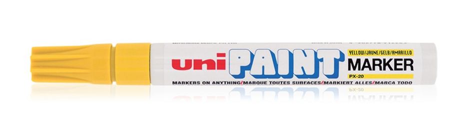 Uni-Ball Paint Px-20, Gelb, Weiß, Gelb, Medium, Rundspitze, 2,2 Mm, 2,8 Mm