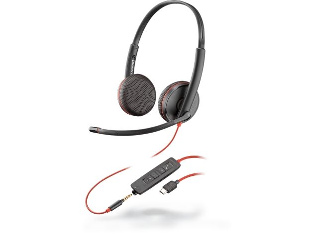 Poly Blackwire 3225, Ledningsført, Kontor/Callcenter, 20 - 20000 Hz, 121 G, Headset, Sort