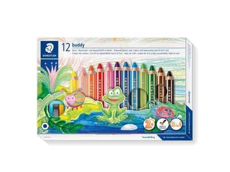 Staedtler Buddy 3 In 1 - Vandfarveblyant - Voks - For Glas, Pap - Assorterede Farver (Pakke Med 12)