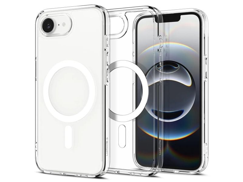 Spigen Crystal Hybrid (Magfit), Cover, Apple, Iphone 16E, 15,5 Cm (6.1"), Transparent, Hvid