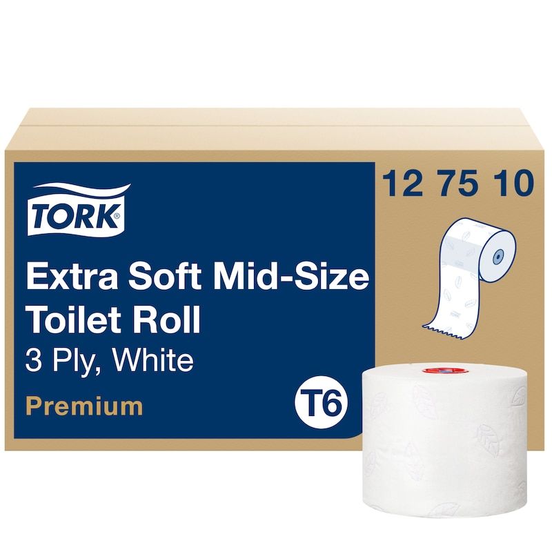 Toiletpapir Tork T6 Premium Extra Soft Mid-Size 3-lag hvid 70m - (27 ruller pr. karton) | Rengöring - Avtorkning - Toalettpapper och dispensrar | GameStuff