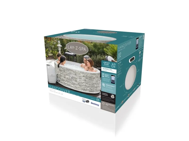 Lay-Z-Spa® Vancouver AirJet Plus - 1.55m x 60cm | Trädgården - Pools & Vatten spel - Uppblåsbara spa bad | GameStuff
