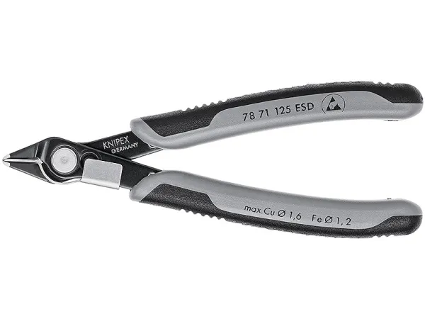 Knipex 78 71 125 ESD, Avbitartång, Rostfritt stål, Stål, Plast, Svart, Grå, 125 mm, 57 g | Verktyg & Verkstad - Handverktyg - Sidavbitare | GameStuff