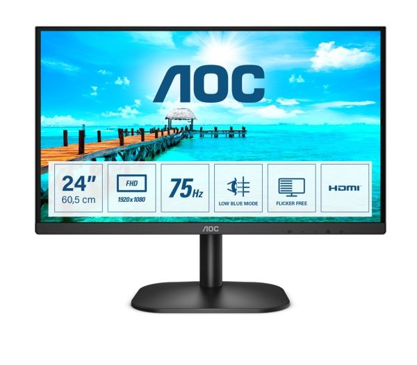 Aoc B2 24B2xdm, 60,5 Cm (23.8"), 1920 X 1080 Pixel, Full Hd, Lcd, 4 Ms, Schwarz