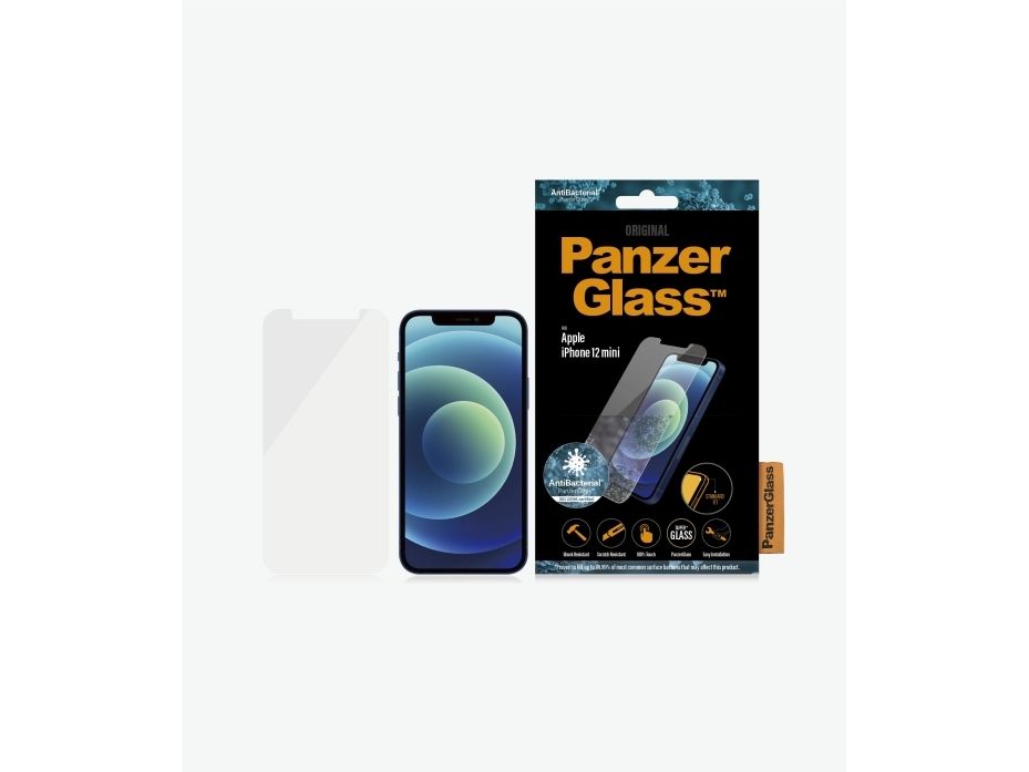 PanzerGlass™ AntiBacterial - Skärmskydd för mobiltelefon - Standard passform - Kristallklart Apple iPhone 12 Mini | Tele & GPS - Mobil tillbehör - Skärmskydd | GameStuff