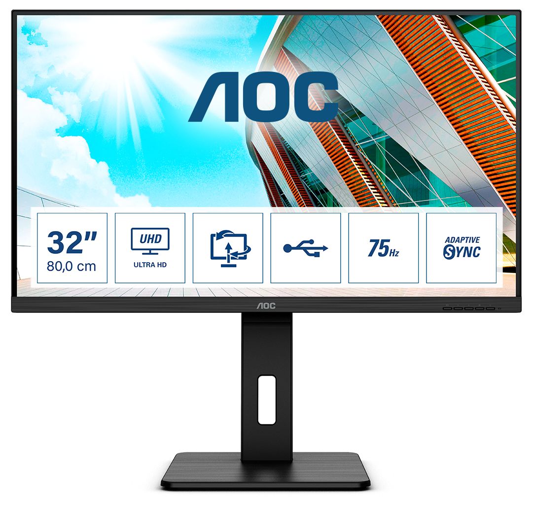 Aoc P2 U32p2, 80 Cm (31.5"), 3840 X 2160 Pixel, 4K Ultra Hd, Led, 4 Ms, Schwarz