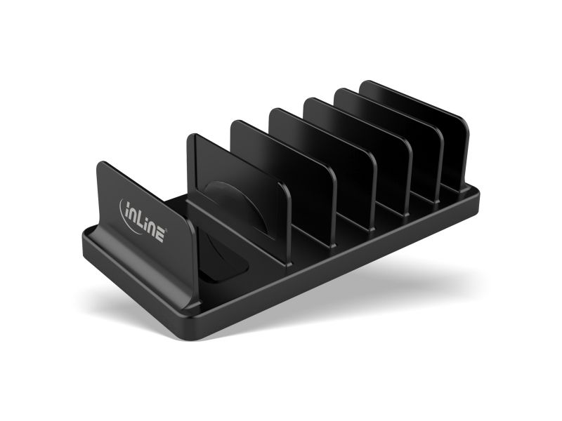 Inline Multi-Stand Mit 6 Fächern Für Schreibtisch / Regal, Schwarz, Mp4-Player, Handy/Smartphone, Navigator, Tragbare Spielkonsole, Tragbares Radio,