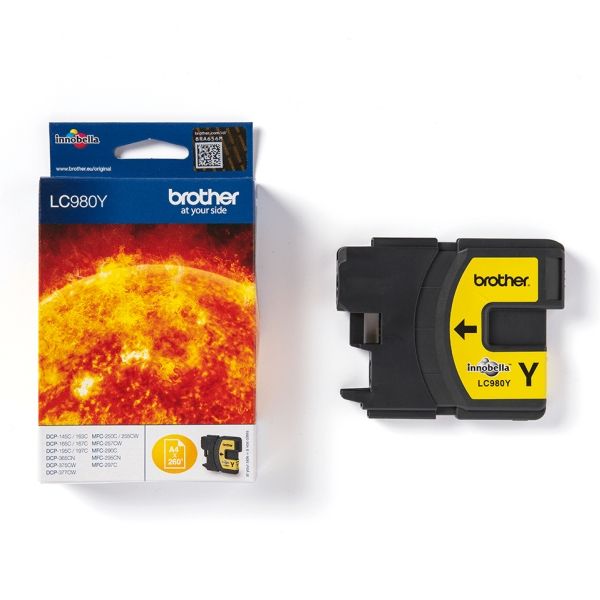 Brother Lc980y - Gul - Original - Blækpatron - For Brother Dcp-145, 163, 165, 167, 193, 195, 197, 365, 373, 375, 377, Mfc-250, 290, 295, 297