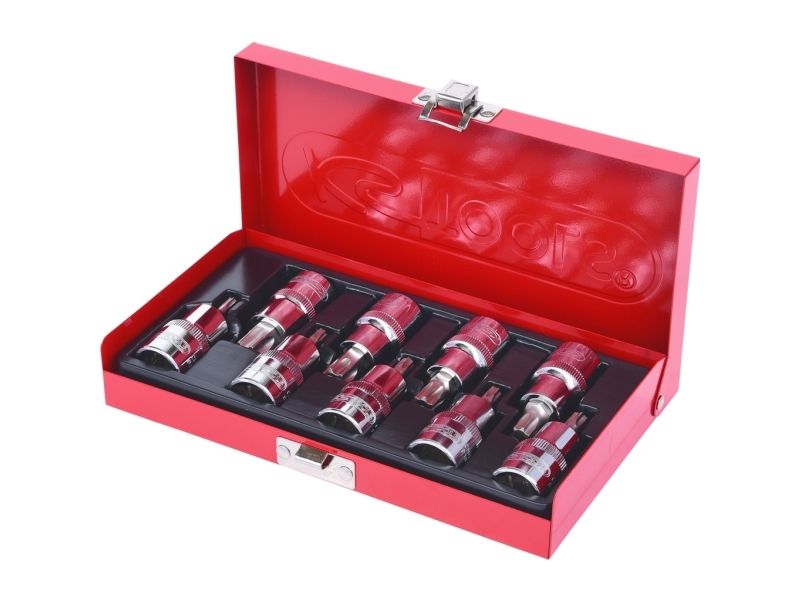 Ks Tools 918.1385, Steckschlüssel-Satz, 1/2 Zoll, Metrisch, 9 Kopf/Köpfe, T20,T25,T27,T30,T40,T45,T50,T55,T60, Chrom-Vanadium-Stahl