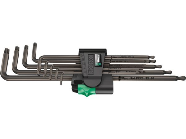 Wera 05024460001, L-Torx Nøgle, T10, T15, T20, T25, T27, T30, T40, T8, T9, Sort, Stål, Plast, Ce