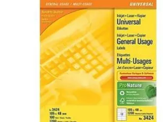 Etiketter Avery 105x48 mm hvid Ultragrip universaletiket - (100 ark x 12 stk.)
