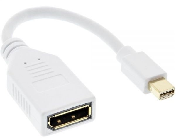 Inline Kabel Mini Displayport St Zu Displayport Bu, 4K2k, Weiß, 0,15M, 0,15 M, Displayport, Mini Displayport, Buchse, Stecker, Schwarz