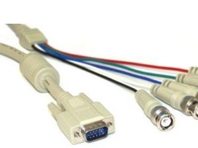 Inline Vga Bnc Kabel, 5X Bnc Stecker An 15Pol Hd Stecker, 5M, 5 M, Vga (D-Sub), Beige, Gold, Stecker/Stecker, Ul