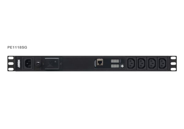 ATEN PE1118SG-AT-G, Basis, Målte, 1U, Sort, LCD, 18 AC stikkontakt(er), C13 forbinder