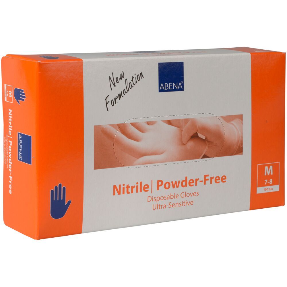 Engangshandske, ABENA Ultra sensitive, blå, nitril, pudderfri 100 stk. - Blå / M | Handsker | CE | Engangshandsker