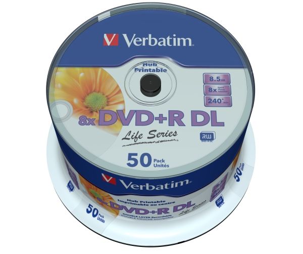 Verbatim 97693, Dvd+R Dl, 120 Mm, Druckbar, 50 Stück(E), 8,5 Gb
