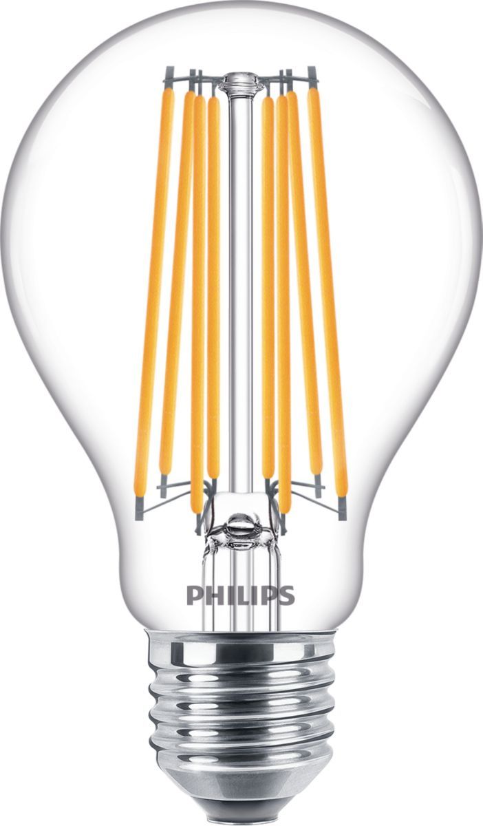 Philips CorePro - LED-filament-lyspære - form: A67 - klar finish - E27 - 17 W (tilsvarende 150 W) - klasse D - varmt hvidt lys - 2700 K