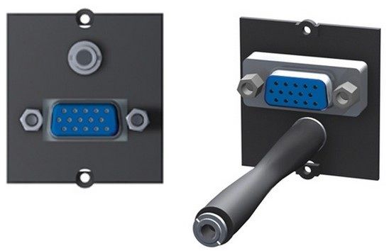 Bachmann Custom Module - Modulær Facilitet Plade Snape-In - Hd-15, 3,5 Mm Stereo Mini Jack - Sort