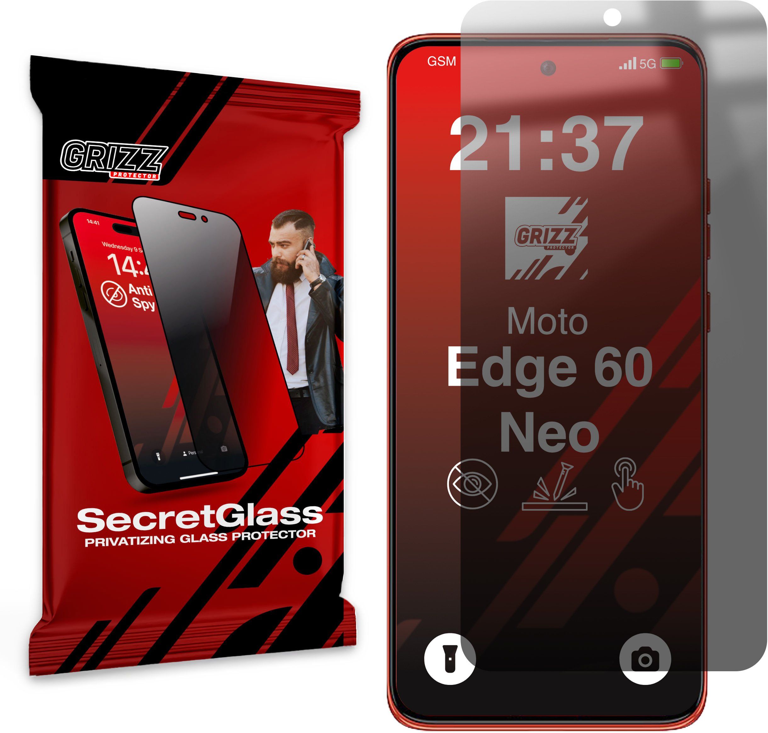 GrizzGlass mat privacy-glas GrizzGlass SecretGlass til Motorola Edge 60 Neo