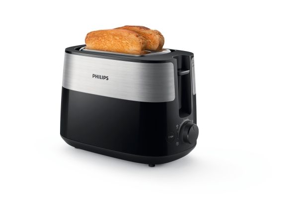 Philips Daily Collection Hd2516/90 Toaster – 2 Scheiben, Breite Toastkammer, Metall, 2 Scheibe(N), Schwarz, Kunststoff, Drehregler, China, 830 W