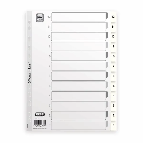 Register, Bantex Basic-line, A4, grå, 12-1 | Arkivering - Tabblad - PP-Tabblad & Register | GameStuff