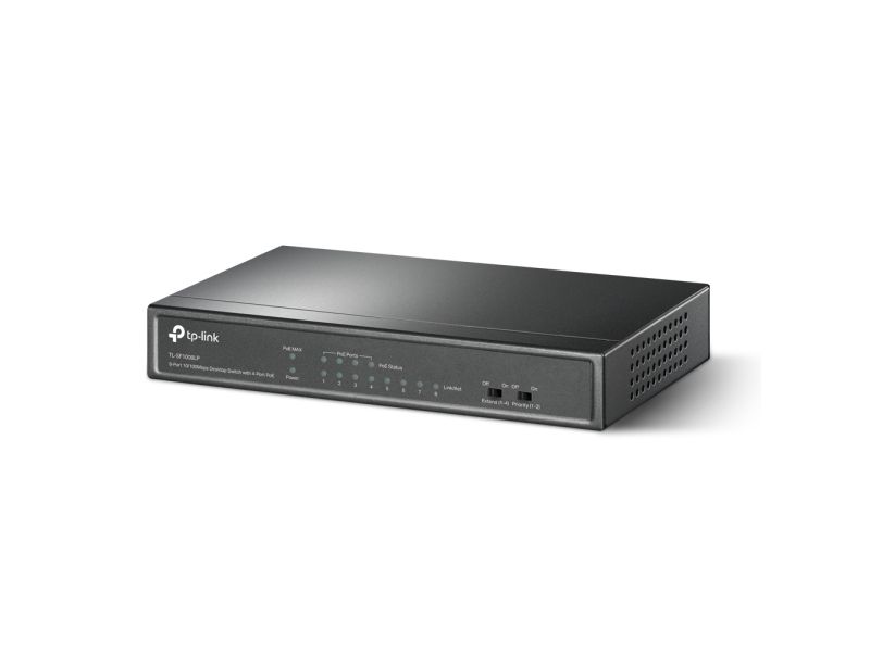 Tp-Link Tl-Sf1008lp, Ikke Administreret, Fast Ethernet (10/100), Fuld Duplex, Strøm Over Ethernet (Poe), Kan Monteres På Væggen
